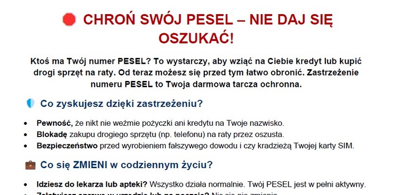 Zdjęcie ilustracyjne wpisu: CHROŃ SWÓJ PESEL – NIE DAJ SIĘ OSZUKAĆ!